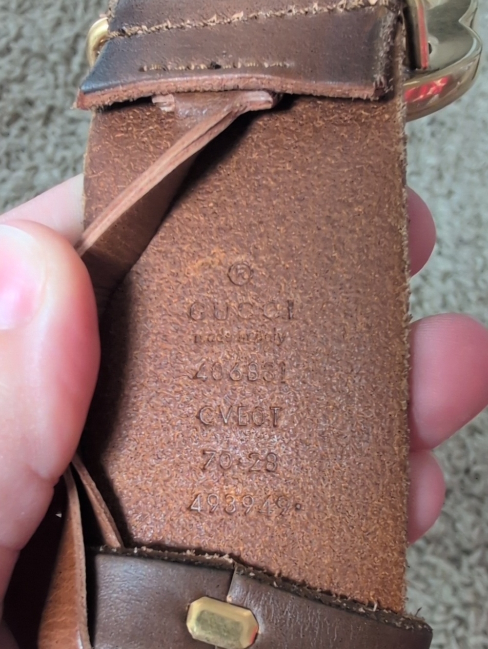 Gucci Brown Leather Double G Logo Belt - Picture 5 of 7